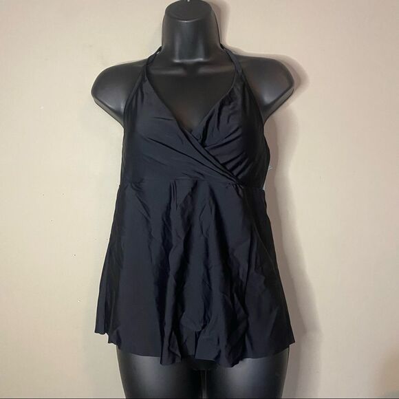 KANA Sol Black V Neck Padded Bra Swim Wear Top Neck Tie NWT - Picture 2 of 12